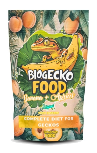 BioGecko Food Banana & Apricot 100g pokarm dla gekonów orzęsionych i innych jaszczurek BANAN-MORELA+OWADY