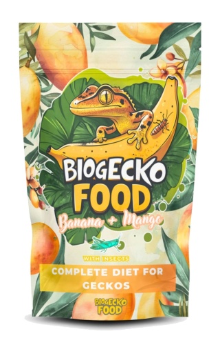 BioGecko Food Banana & Mango 100g pokarm dla gekonów orzęsionych i innych jaszczurek BANAN-MANGO+OWADY