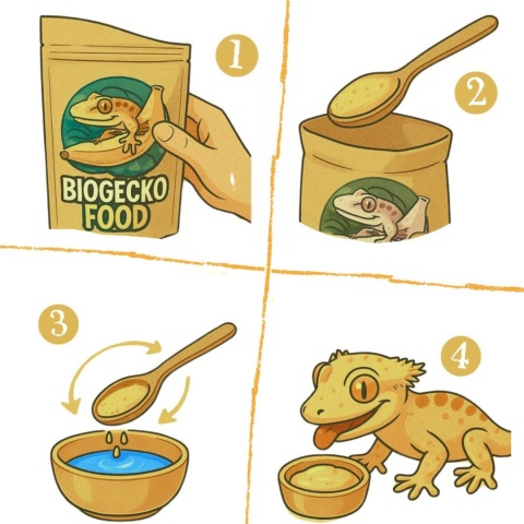 BioGecko Food Banana & Dragon Fruit 100g pokarm dla gekonów orzęsionych i innych jaszczurek BANAN-SMOCZY OWOC+OWADY