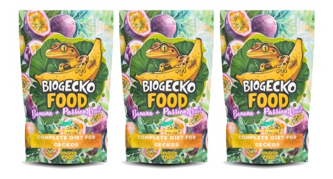BioGecko Food Banana & Passion Fruit 300g pokarm dla gekonów orzęsionych i innych jaszczurek BANAN + MARAKUJA +OWADY