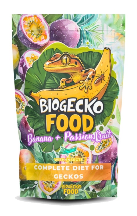 BioGecko Food Banana & Passion Fruit 100g pokarm dla gekonów orzęsionych i innych jaszczurek BANAN-MARAKUJA+OWADY