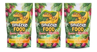 BioGecko Food Banana & Truskawka 300g pokarm dla gekonów orzęsionych i innych jaszczurek BANAN + TRUSKAWKA +OWADY