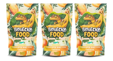 BioGecko Food Banana & Mango 300g pokarm dla gekonów orzęsionych i innych jaszczurek BANAN + MANGO +OWADY