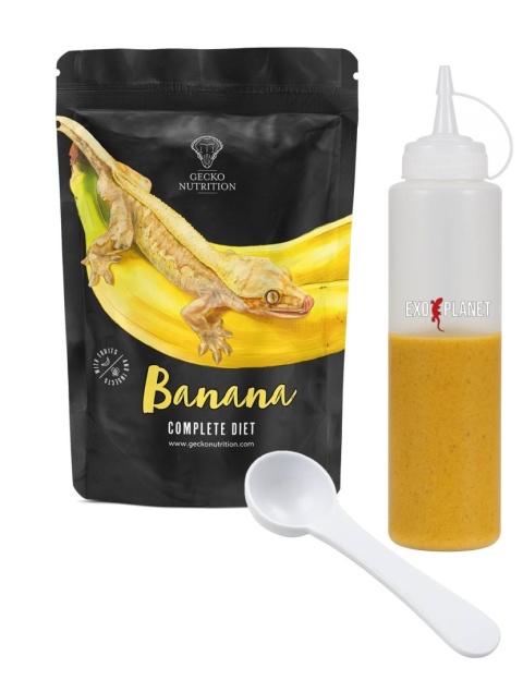 Gecko Nutrition Zestaw: Banan 100g + Butelka do wyciskania pokarmów 230ml + Łyżeczka-miarka MiniSpoon