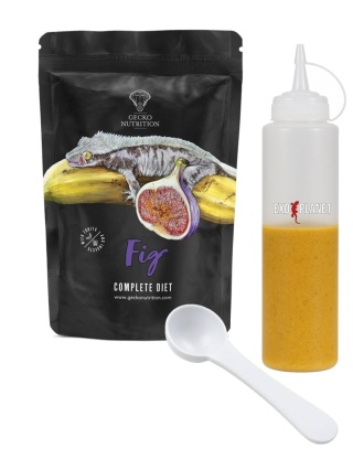 Gecko Nutrition Zestaw: Zestaw: Figa 100g + Butelka do wyciskania pokarmów 230ml + Łyżeczka-miarka MiniSpoon