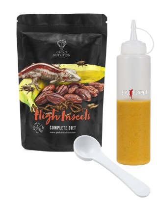Gecko Nutrition Zestaw: High Insect 100g + Butelka do wyciskania pokarmów 230ml + Łyżeczka-miarka MiniSpoon
