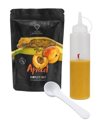Gecko Nutrition Zestaw: Zestaw: Apricot - Morela 100g + Butelka do wyciskania pokarmów 230ml + Łyżeczka-miarka MiniSpoon