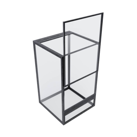 Terrarium szklane ramkowe 15x15x20cm gilotyna - czarne